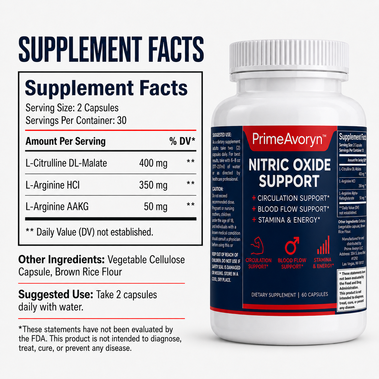 Prime Avoryn Nitric Oxide Support Supplement